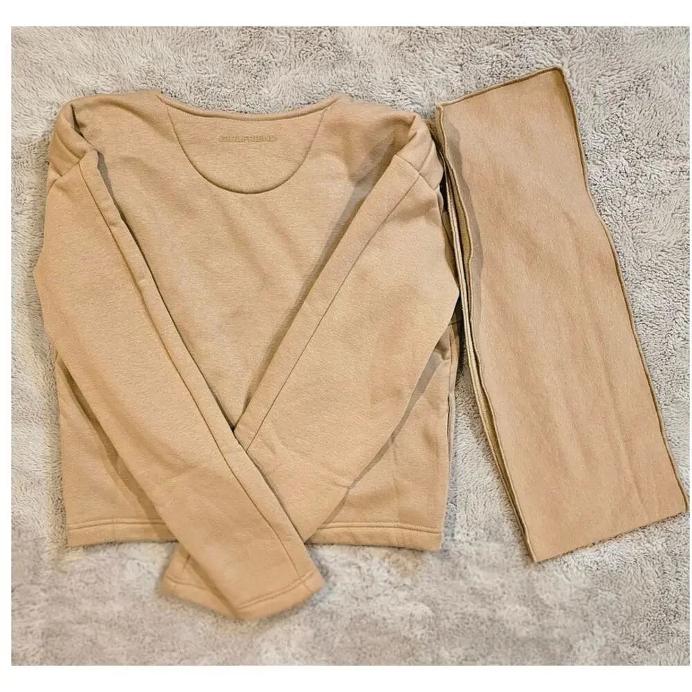 Girlfriend Collective Jaya Scarf Sweatshirt Jacket Built in Scarf, Sz S